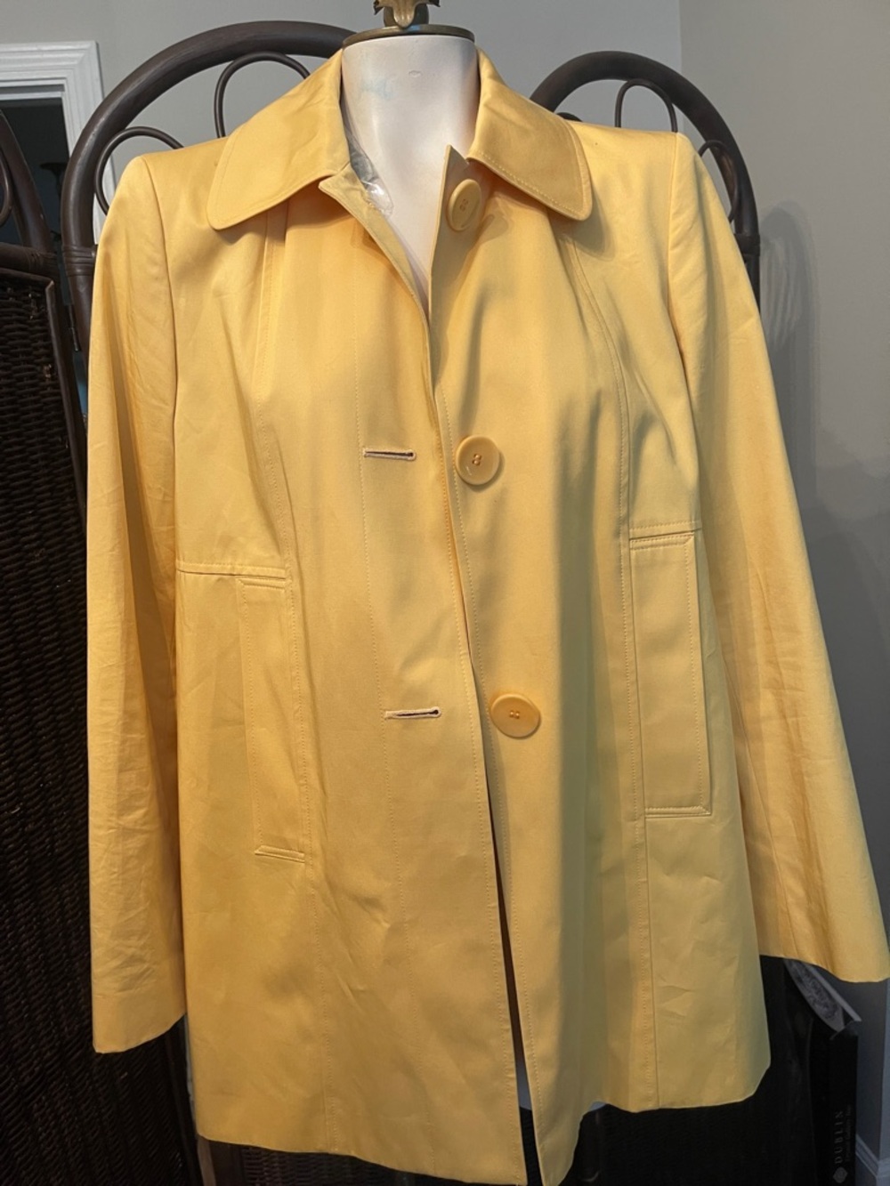 Talbots Yellow Single-Breasted Trench Coat
